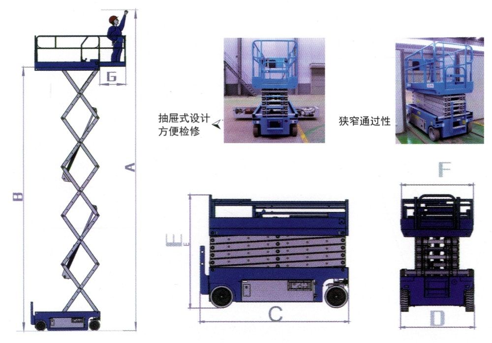 自行走剪叉式高空作业平台尺寸图